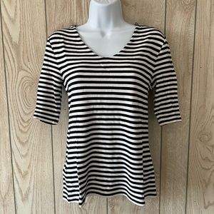 Ann Taylor Striped V Neck Stretch Top, Women’s S